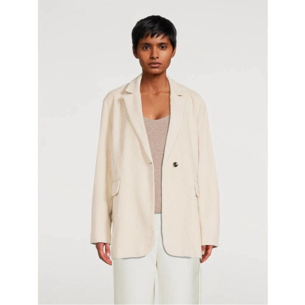 Birgitte Herskind Wilma Coffee Corduroy Front Button Oversized 42 Jacket NEW 10